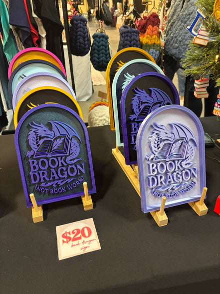 Book Dragon Sign: Gold and Black