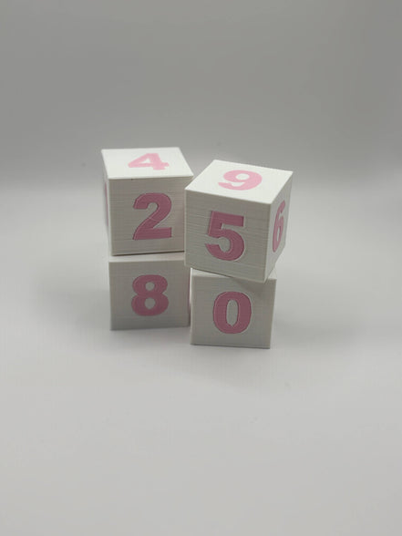 Book Counter Sign with Numbers : Light Pink Stand w/ White Blocks