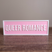 Queer Romance Sign | Bookshelf Decor: Sakura Pink
