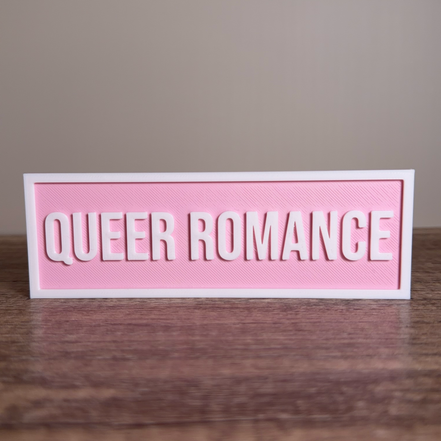 Queer Romance Sign | Bookshelf Decor: Sakura Pink