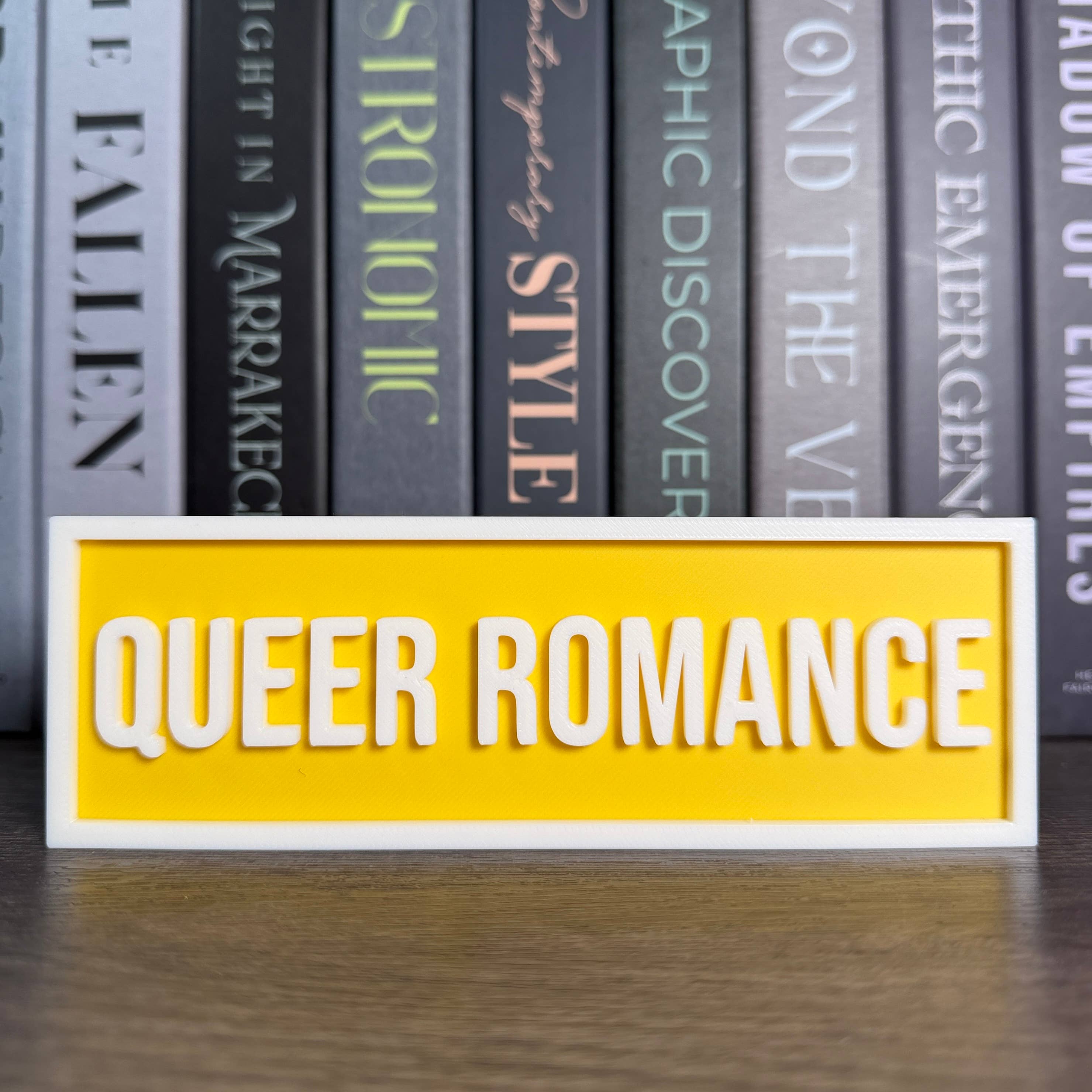 Queer Romance Sign | Bookshelf Decor: Sakura Pink