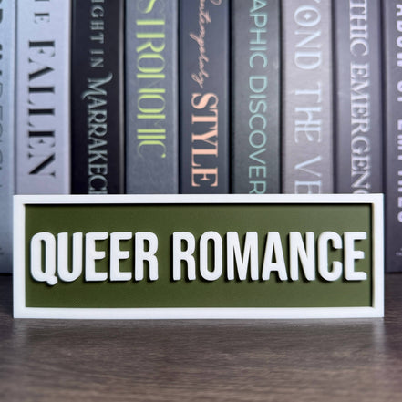 Queer Romance Sign | Bookshelf Decor: Sakura Pink