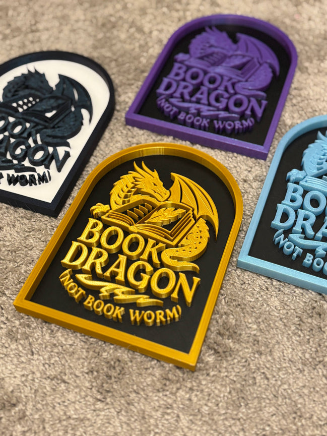 Book Dragon Sign: Gold and Black