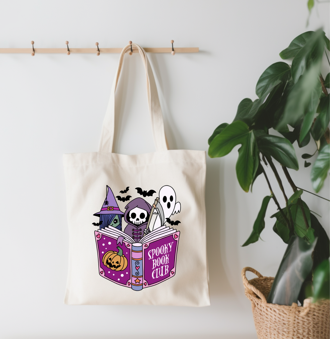 Spooky Book Club Canvas Tote Bag
