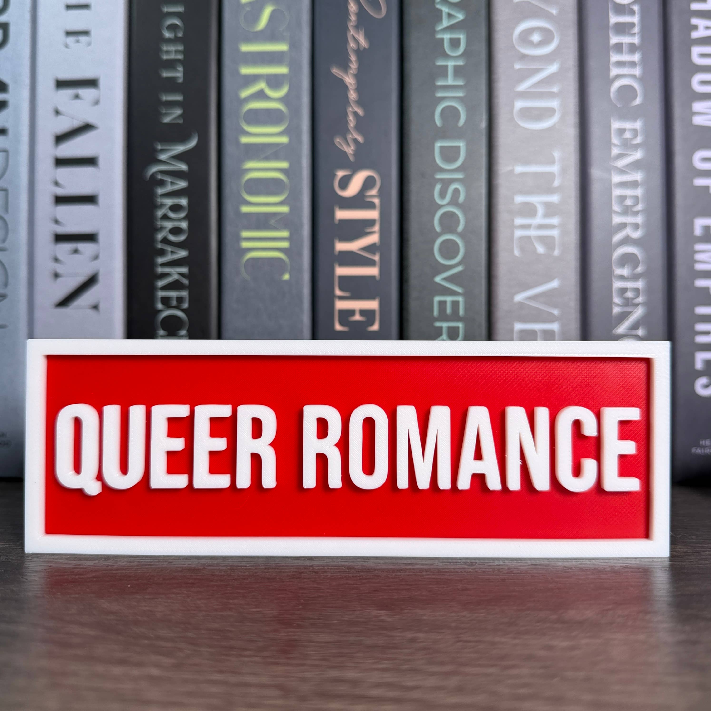 Queer Romance Sign | Bookshelf Decor: Sakura Pink