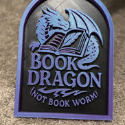 Book Dragon Sign: Gold and Black