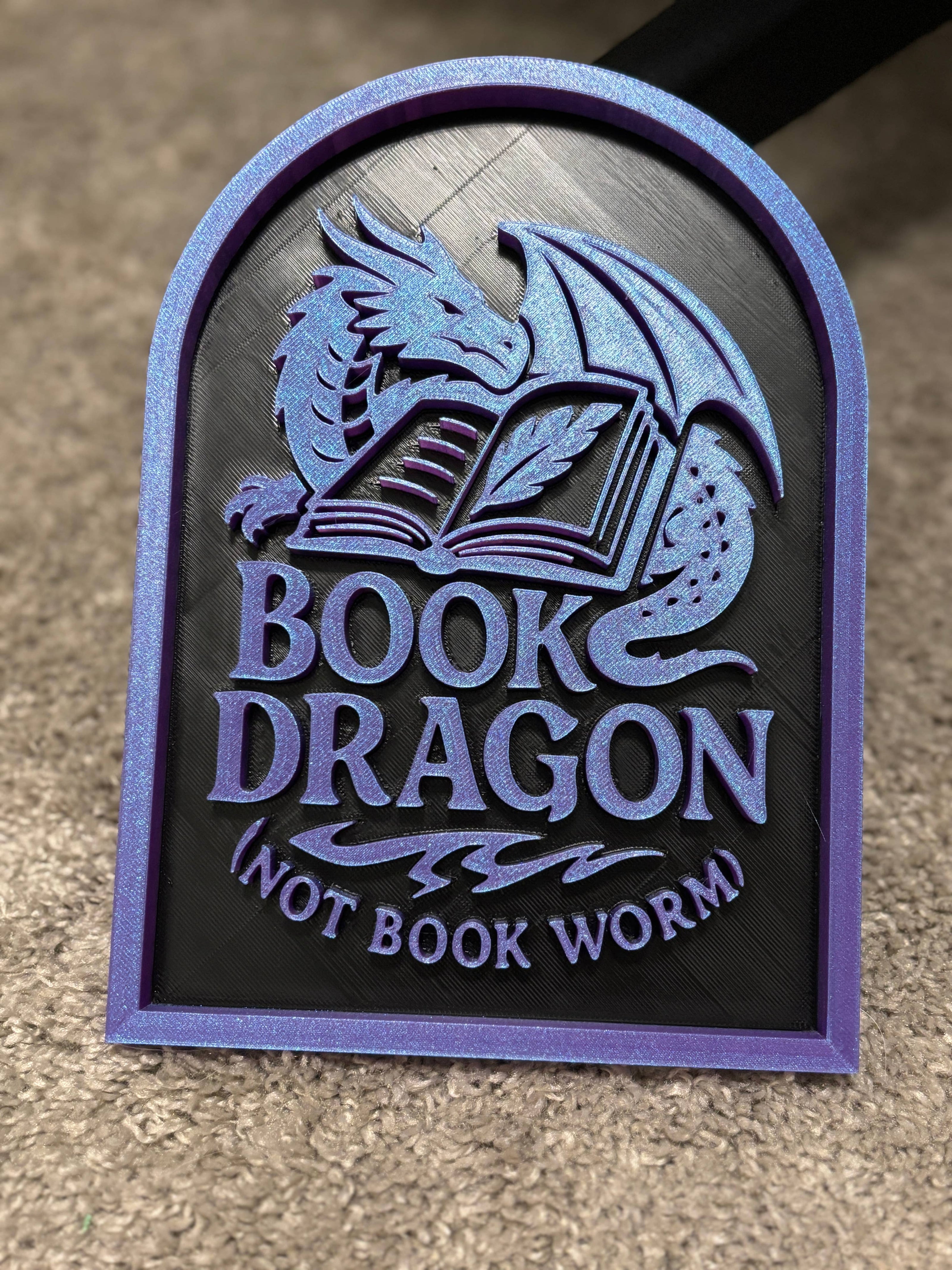 Book Dragon Sign: Gold and Black