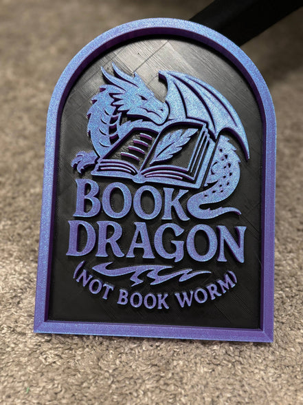 Book Dragon Sign: Gold and Black