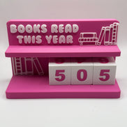 Book Counter Sign with Numbers : Light Pink Stand w/ White Blocks