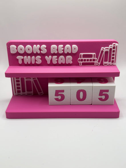 Book Counter Sign with Numbers : Light Pink Stand w/ White Blocks