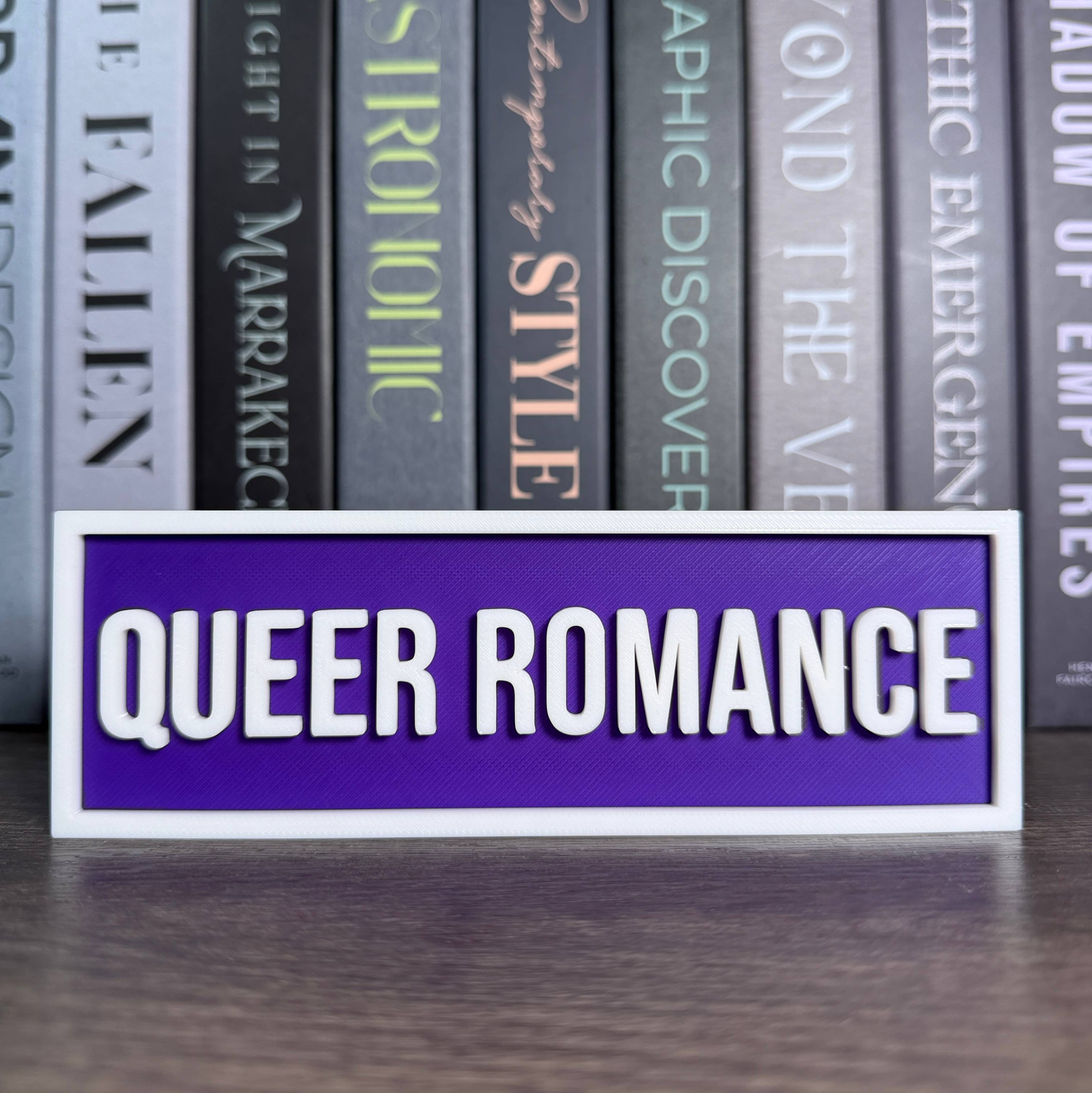 Queer Romance Sign | Bookshelf Decor: Sakura Pink