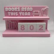 Book Counter Sign with Numbers : Light Pink Stand w/ White Blocks