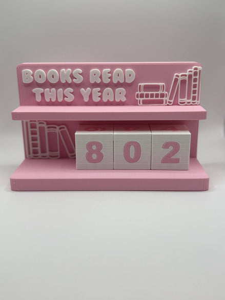 Book Counter Sign with Numbers : Light Pink Stand w/ White Blocks