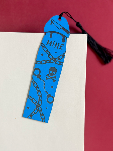 Dark Romance Cockmark Bookmark: Black/Engraved Blue