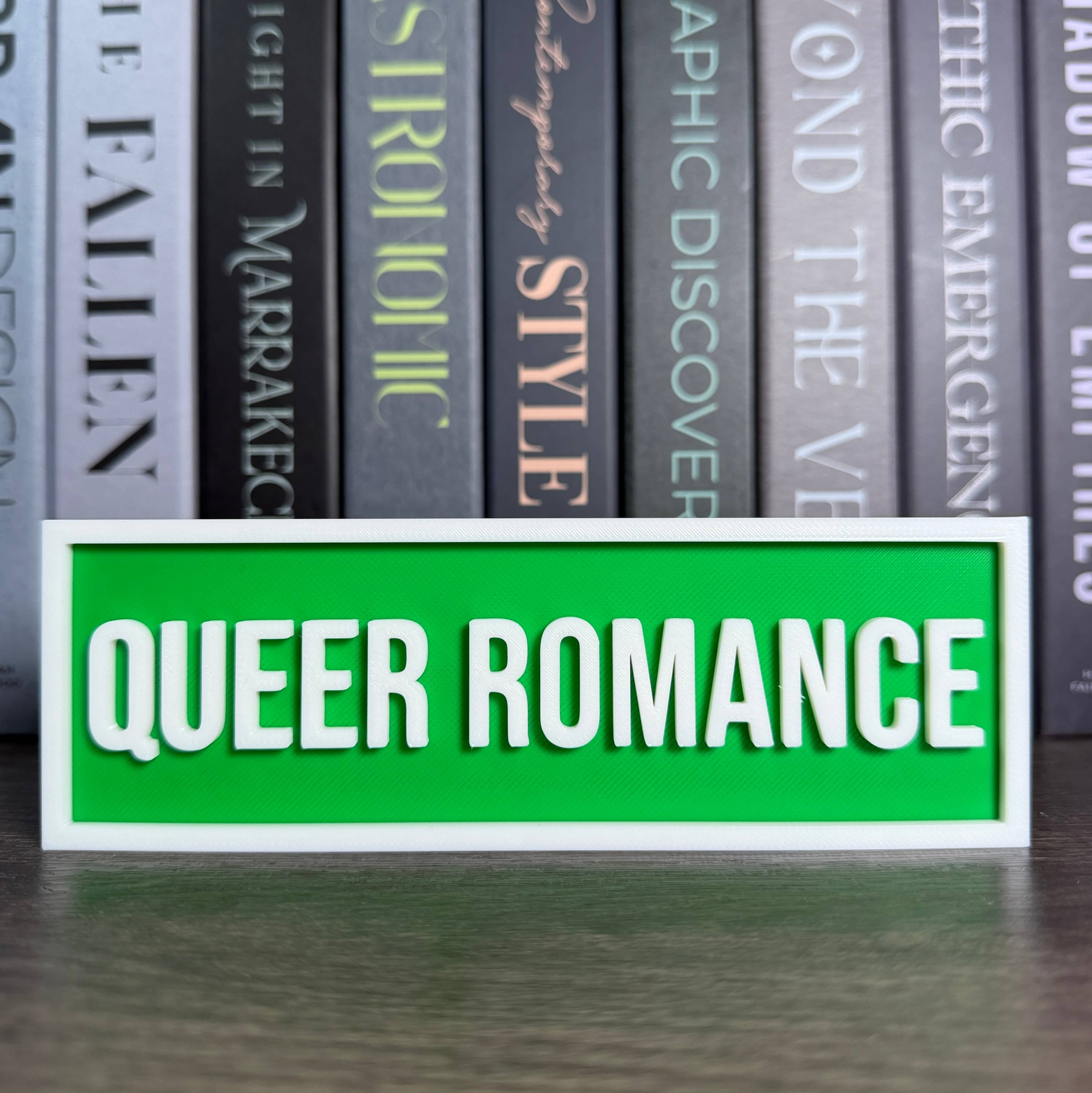 Queer Romance Sign | Bookshelf Decor: Sakura Pink