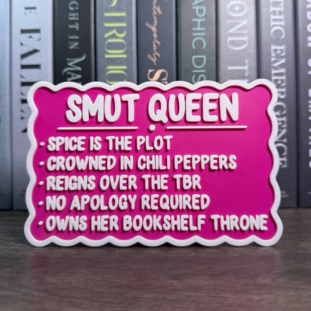 Smut Queen Trope Sign | Bookshelf Decor: Red