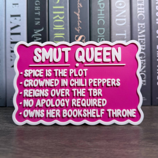 Smut Queen Trope Sign | Bookshelf Decor: Red