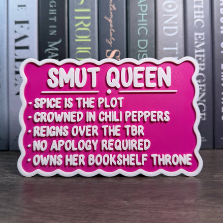 Smut Queen Trope Sign | Bookshelf Decor: Red