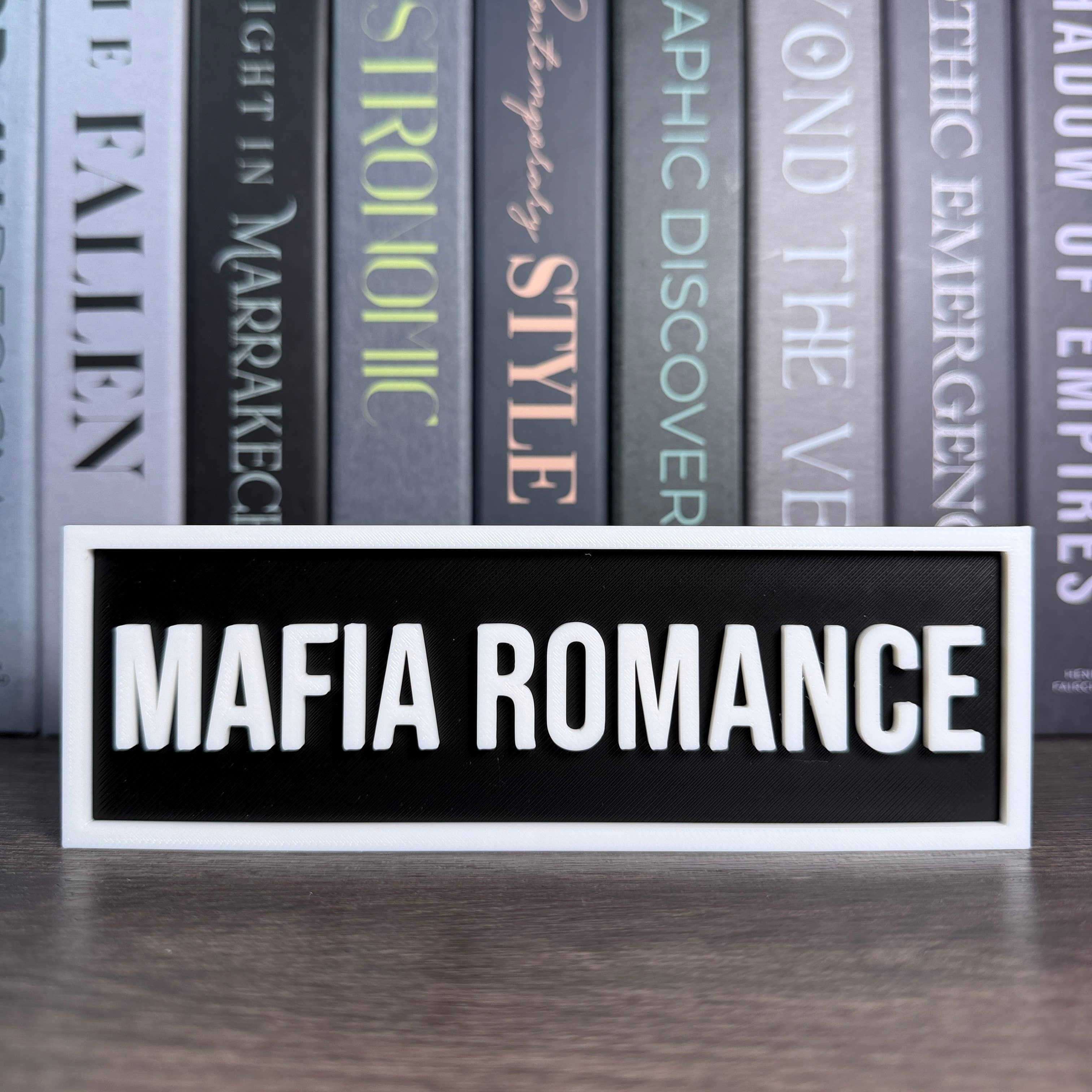 Mafia Romance Sign | Bookshelf Decor: Black