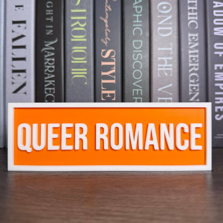 Queer Romance Sign | Bookshelf Decor: Sakura Pink