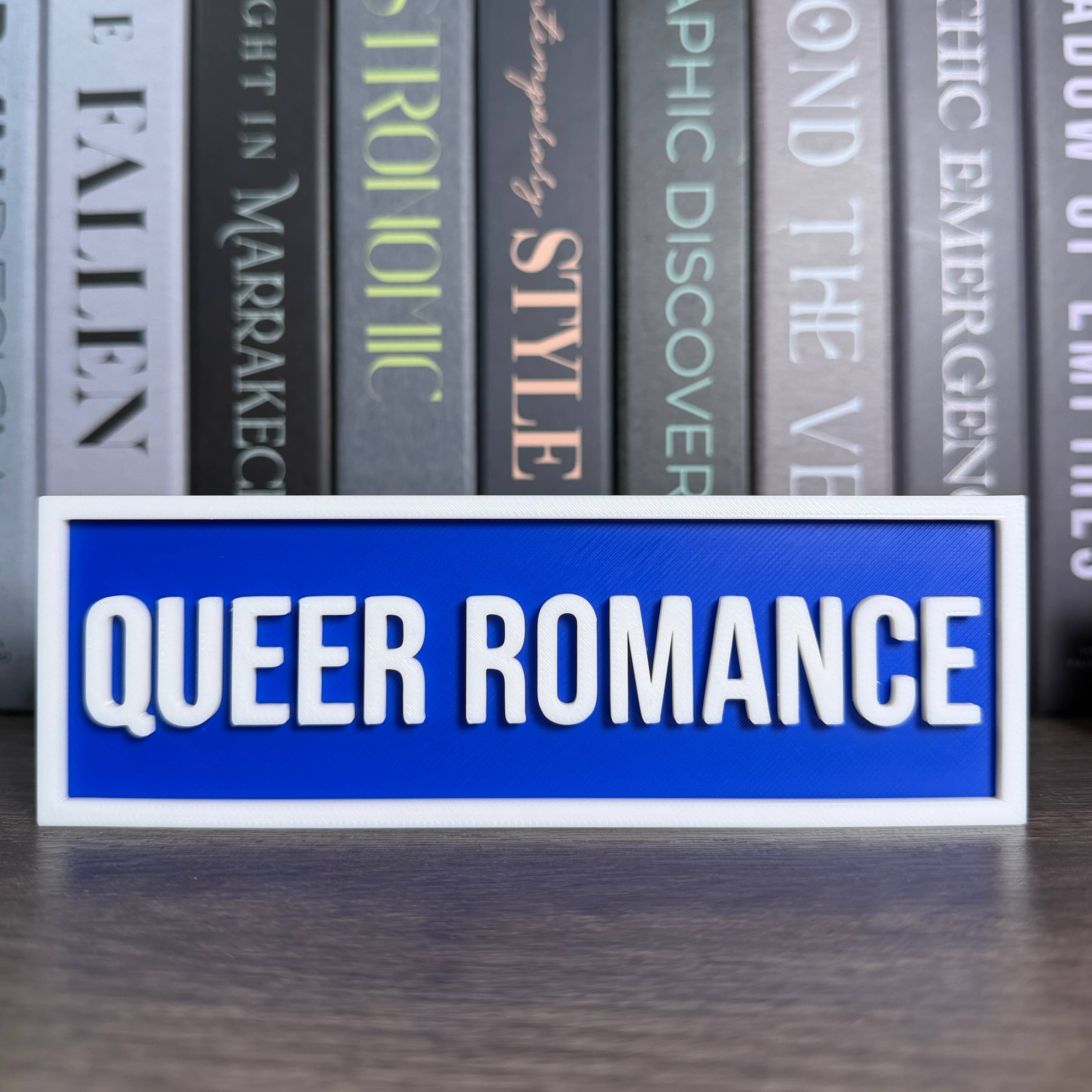 Queer Romance Sign | Bookshelf Decor: Sakura Pink