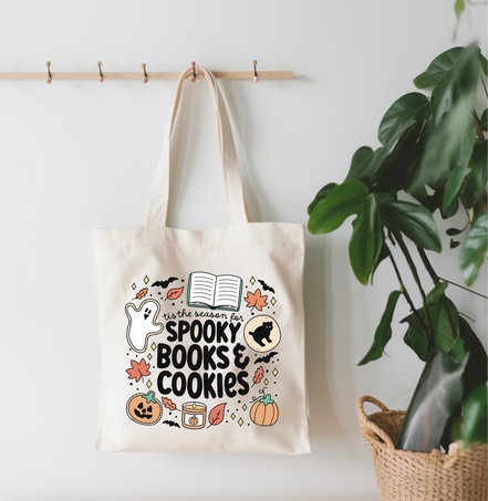 Spooky Books And Cookies Canvas Tote Bag