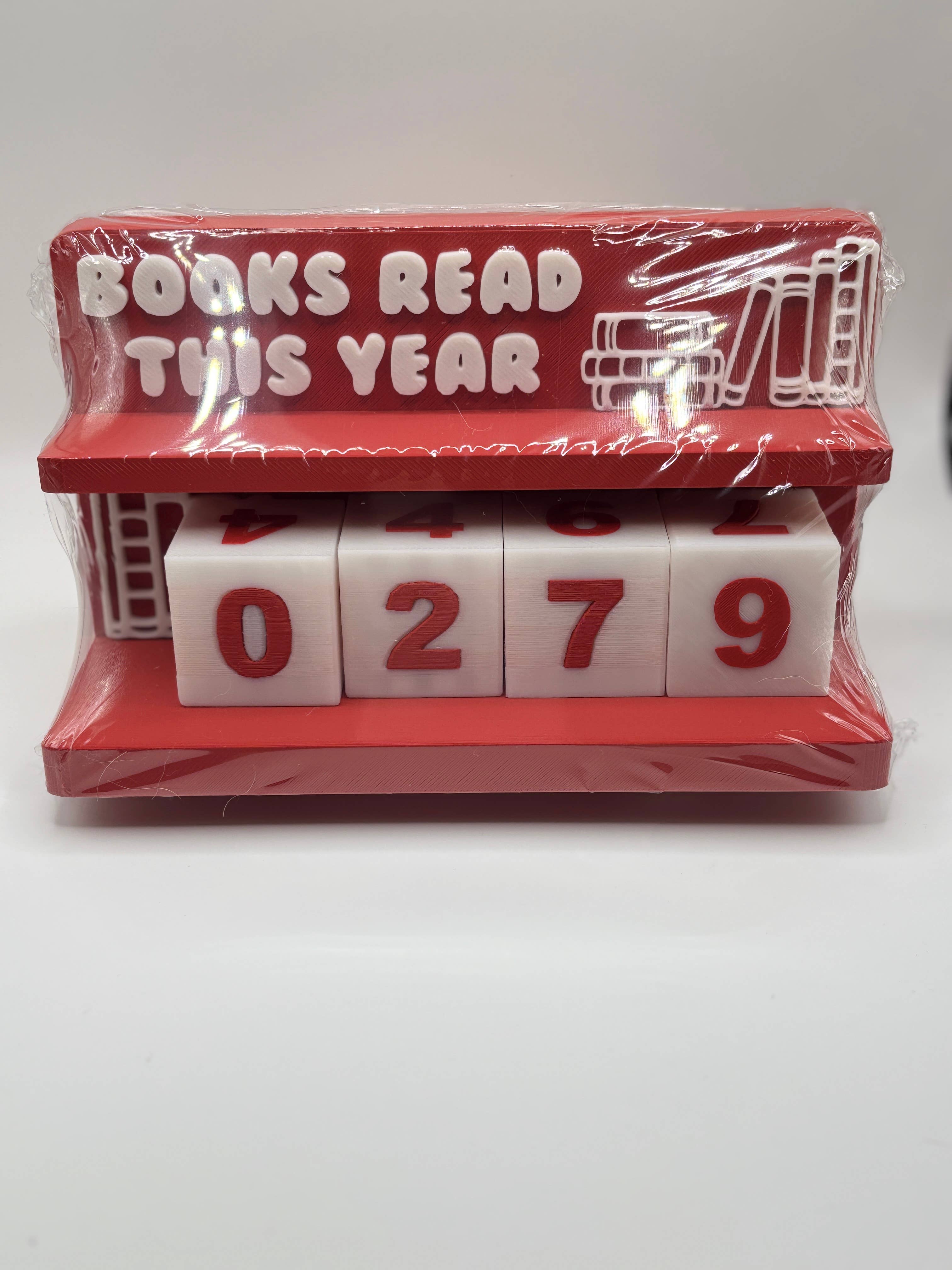 Book Counter Sign with Numbers : Light Pink Stand w/ White Blocks